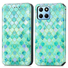 Coque Portefeuille Motif Fantaisie Livre Cuir Etui Clapet S02D pour Huawei Honor X6 5G Vert