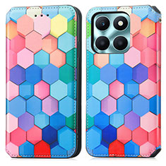 Coque Portefeuille Motif Fantaisie Livre Cuir Etui Clapet S02D pour Huawei Honor X6a Colorful