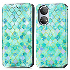 Coque Portefeuille Motif Fantaisie Livre Cuir Etui Clapet S02D pour Huawei Honor X7 Vert