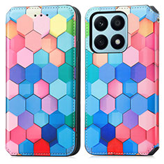 Coque Portefeuille Motif Fantaisie Livre Cuir Etui Clapet S02D pour Huawei Honor X8a 4G Colorful