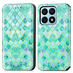 Coque Portefeuille Motif Fantaisie Livre Cuir Etui Clapet S02D pour Huawei Honor X8a 4G Vert