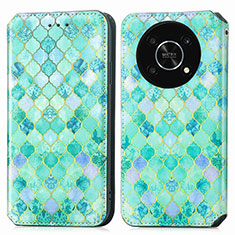 Coque Portefeuille Motif Fantaisie Livre Cuir Etui Clapet S02D pour Huawei Honor X9 5G Vert