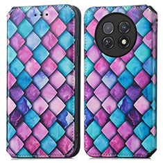 Coque Portefeuille Motif Fantaisie Livre Cuir Etui Clapet S02D pour Huawei Nova Y91 Violet