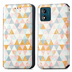 Coque Portefeuille Motif Fantaisie Livre Cuir Etui Clapet S02D pour Motorola Moto E13 Blanc