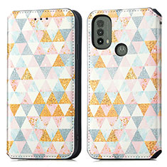 Coque Portefeuille Motif Fantaisie Livre Cuir Etui Clapet S02D pour Motorola Moto E20 Blanc