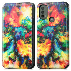 Coque Portefeuille Motif Fantaisie Livre Cuir Etui Clapet S02D pour Motorola Moto E30 Colorful