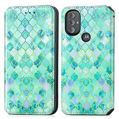 Coque Portefeuille Motif Fantaisie Livre Cuir Etui Clapet S02D pour Motorola Moto G Play Gen 2 Vert