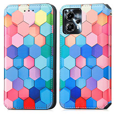 Coque Portefeuille Motif Fantaisie Livre Cuir Etui Clapet S02D pour Motorola Moto G13 Colorful