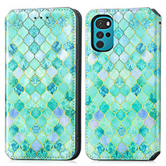 Coque Portefeuille Motif Fantaisie Livre Cuir Etui Clapet S02D pour Motorola Moto G22 Vert