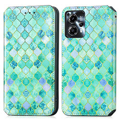 Coque Portefeuille Motif Fantaisie Livre Cuir Etui Clapet S02D pour Motorola Moto G23 Vert