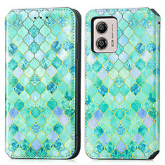 Coque Portefeuille Motif Fantaisie Livre Cuir Etui Clapet S02D pour Motorola Moto G53j 5G Vert