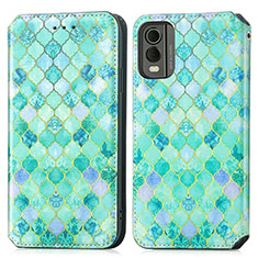 Coque Portefeuille Motif Fantaisie Livre Cuir Etui Clapet S02D pour Nokia C210 Vert