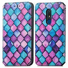 Coque Portefeuille Motif Fantaisie Livre Cuir Etui Clapet S02D pour Nokia C3 Violet