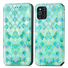 Coque Portefeuille Motif Fantaisie Livre Cuir Etui Clapet S02D pour Oppo Find X3 5G Vert