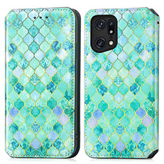 Coque Portefeuille Motif Fantaisie Livre Cuir Etui Clapet S02D pour Oppo Find X5 5G Vert