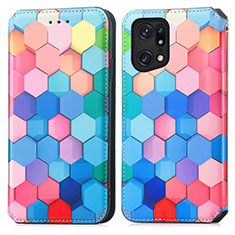 Coque Portefeuille Motif Fantaisie Livre Cuir Etui Clapet S02D pour Oppo Find X5 Pro 5G Colorful