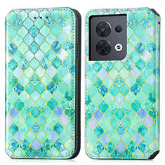 Coque Portefeuille Motif Fantaisie Livre Cuir Etui Clapet S02D pour Oppo Reno8 5G Vert