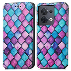 Coque Portefeuille Motif Fantaisie Livre Cuir Etui Clapet S02D pour Oppo Reno9 Pro 5G Violet