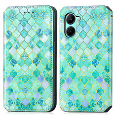 Coque Portefeuille Motif Fantaisie Livre Cuir Etui Clapet S02D pour Realme C33 (2023) Vert