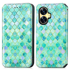 Coque Portefeuille Motif Fantaisie Livre Cuir Etui Clapet S02D pour Realme C55 Vert