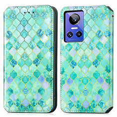 Coque Portefeuille Motif Fantaisie Livre Cuir Etui Clapet S02D pour Realme GT Neo3 5G Vert