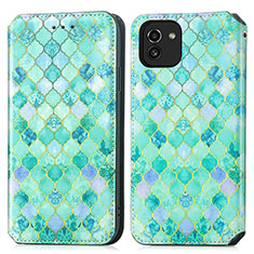 Coque Portefeuille Motif Fantaisie Livre Cuir Etui Clapet S02D pour Samsung Galaxy A03 Vert