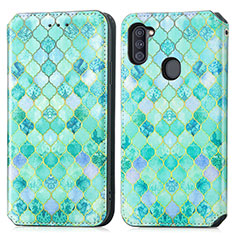 Coque Portefeuille Motif Fantaisie Livre Cuir Etui Clapet S02D pour Samsung Galaxy A11 Vert