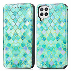 Coque Portefeuille Motif Fantaisie Livre Cuir Etui Clapet S02D pour Samsung Galaxy A22 4G Vert