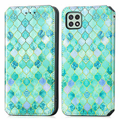 Coque Portefeuille Motif Fantaisie Livre Cuir Etui Clapet S02D pour Samsung Galaxy A22 5G Vert