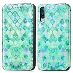 Coque Portefeuille Motif Fantaisie Livre Cuir Etui Clapet S02D pour Samsung Galaxy A50 Vert