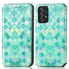 Coque Portefeuille Motif Fantaisie Livre Cuir Etui Clapet S02D pour Samsung Galaxy A52 4G Vert