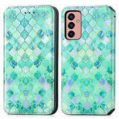 Coque Portefeuille Motif Fantaisie Livre Cuir Etui Clapet S02D pour Samsung Galaxy F13 4G Vert