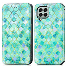 Coque Portefeuille Motif Fantaisie Livre Cuir Etui Clapet S02D pour Samsung Galaxy M33 5G Vert