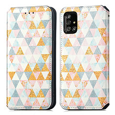 Coque Portefeuille Motif Fantaisie Livre Cuir Etui Clapet S02D pour Samsung Galaxy M40S Blanc