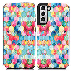 Coque Portefeuille Motif Fantaisie Livre Cuir Etui Clapet S02D pour Samsung Galaxy S21 5G Colorful