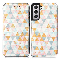 Coque Portefeuille Motif Fantaisie Livre Cuir Etui Clapet S02D pour Samsung Galaxy S21 Plus 5G Blanc