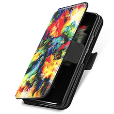 Coque Portefeuille Motif Fantaisie Livre Cuir Etui Clapet S02D pour Samsung Galaxy Z Fold3 5G Vin Rouge