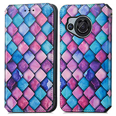 Coque Portefeuille Motif Fantaisie Livre Cuir Etui Clapet S02D pour Sharp Aquos R8s Violet