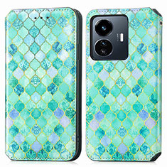 Coque Portefeuille Motif Fantaisie Livre Cuir Etui Clapet S02D pour Vivo iQOO Z6 Lite 5G Vert