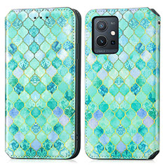 Coque Portefeuille Motif Fantaisie Livre Cuir Etui Clapet S02D pour Vivo T1 5G India Vert