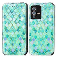 Coque Portefeuille Motif Fantaisie Livre Cuir Etui Clapet S02D pour Vivo V23 Pro 5G Vert