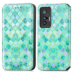 Coque Portefeuille Motif Fantaisie Livre Cuir Etui Clapet S02D pour Vivo X70 5G Vert