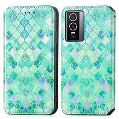 Coque Portefeuille Motif Fantaisie Livre Cuir Etui Clapet S02D pour Vivo Y76 5G Vert