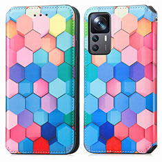 Coque Portefeuille Motif Fantaisie Livre Cuir Etui Clapet S02D pour Xiaomi Mi 12T Pro 5G Colorful