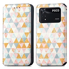 Coque Portefeuille Motif Fantaisie Livre Cuir Etui Clapet S02D pour Xiaomi Poco M4 Pro 4G Blanc