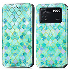 Coque Portefeuille Motif Fantaisie Livre Cuir Etui Clapet S02D pour Xiaomi Poco M4 Pro 4G Vert