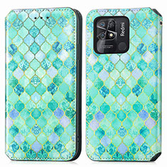 Coque Portefeuille Motif Fantaisie Livre Cuir Etui Clapet S02D pour Xiaomi Redmi 10C 4G Vert