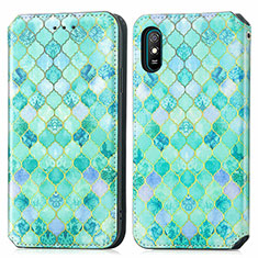 Coque Portefeuille Motif Fantaisie Livre Cuir Etui Clapet S02D pour Xiaomi Redmi 9A Vert