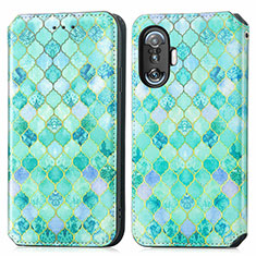 Coque Portefeuille Motif Fantaisie Livre Cuir Etui Clapet S02D pour Xiaomi Redmi K40 Gaming 5G Vert