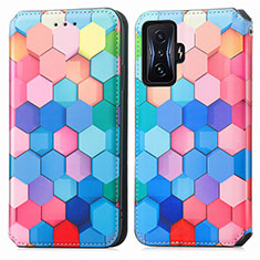 Coque Portefeuille Motif Fantaisie Livre Cuir Etui Clapet S02D pour Xiaomi Redmi K50 Gaming 5G Colorful